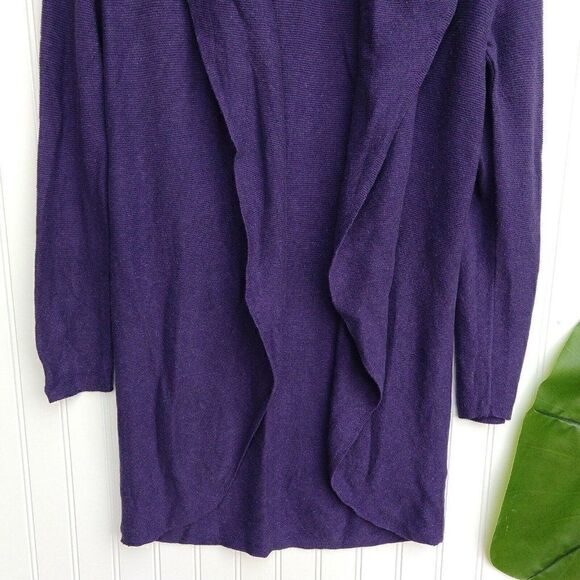 Eileen Fisher Purple Cocoon Open Front Cardigan Size XS Cotton Viscose Linen - Picture 5 of 8